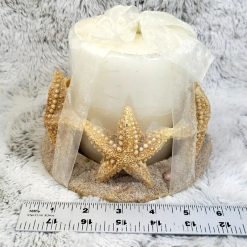 Vintage Beautiful Candleholder /5 Starfishes With Big Wight Big Candle - Picture 9 of 10